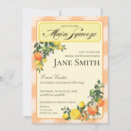 Citrus Themed Bridal Shower Invitation Einladung (Vorderseite)