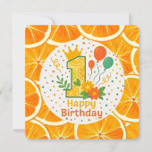 Citrus-Themed First Birthday Number "1" Dankeskarte (Vorderseite)