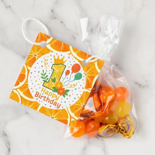 Citrus-Themed First Birthday Number "1" Party Geschenkanhänger
