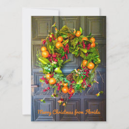 Citrus Themed Holiday Wreath Bok Gardens Florida Feiertagskarte