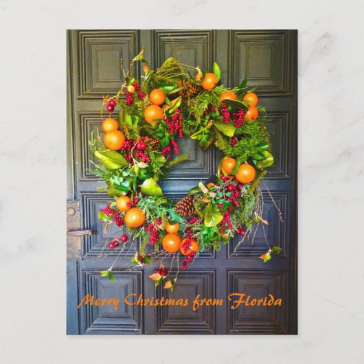 Citrus Themed Holiday Wreath Bok Gardens Florida Postkarte (Vorderseite)