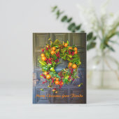 Citrus Themed Holiday Wreath Bok Gardens Florida Postkarte (Stehend Vorderseite)