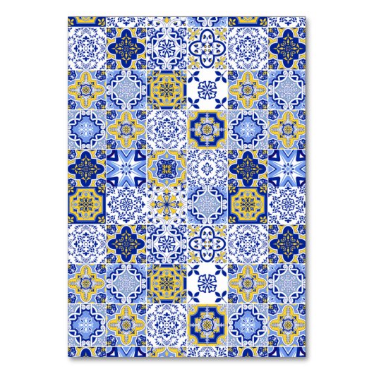 Citrus & Tile Mediterranean Wedding Celebration Tischnummer (Rückseite)