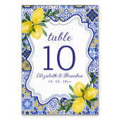 Citrus & Tile Mediterranean Wedding Celebration Tischnummer (Vorderseite)