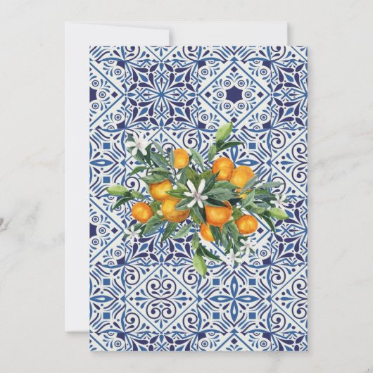 Citrus Tiles Brautparty mit Orangen Einladung (Rückseite)