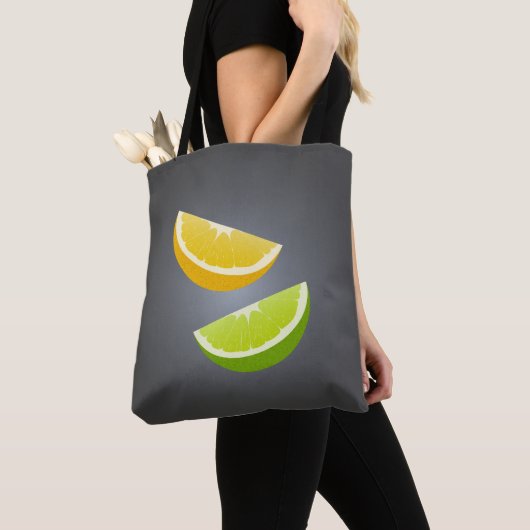 Citrus Tote Tasche mit Zitrone und Limonen Scheibe (Von Nahem)