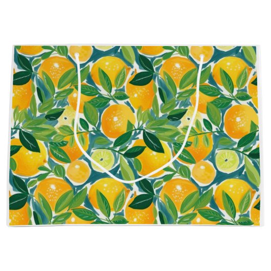 Citrus Tree Artisan Lemons Orange Limes farbenfroh Große Geschenktüte (Vorderseite)