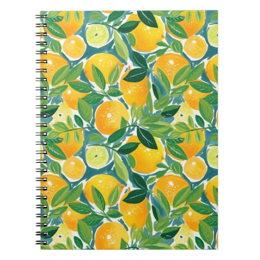 Citrus Tree Artisan Lemons Orange Limes farbenfroh Notizblock (Vorderseite)