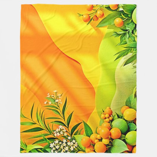 Citrus und Blätter Graphic Fleecedecke (Vorderseite)