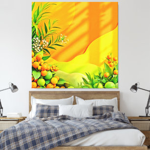 Citrus und Blätter Graphic Leinwanddruck