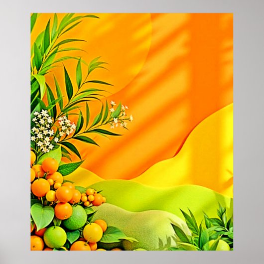 Citrus und Blätter Graphic Poster (Vorne)