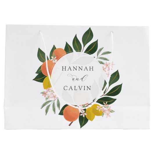 Citrus und Greenery Wedding Große Geschenktüte (Rückseite)
