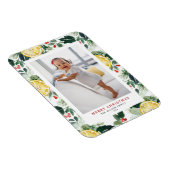 Citrus und Winter Greenery Muster Weihnachts-Foto Magnet (Rechte Seite)