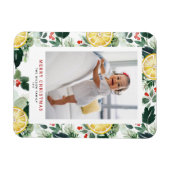 Citrus und Winter Greenery Muster Weihnachts-Foto Magnet (Horizontal)