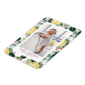 Citrus und Winter Greenery Muster Weihnachts-Foto Magnet (Linke Seite)