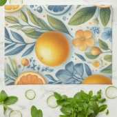 Citrus Vibrann Lemon & Orange Aquarellblume Geschirrtuch (Gefaltet)