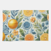Citrus Vibrann Lemon & Orange Aquarellblume Geschirrtuch (Horizontal)