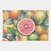 Citrus Vibrann Lemon & Orange Aquarellblume Geschirrtuch (Horizontal)