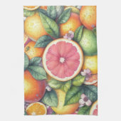 Citrus Vibrann Lemon & Orange Aquarellblume Geschirrtuch (Vertikal)