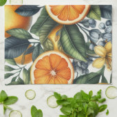 Citrus Vibrann Lemon & Orange Aquarellblume Geschirrtuch (Gefaltet)