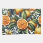Citrus Vibrann Lemon & Orange Aquarellblume Geschirrtuch (Horizontal)