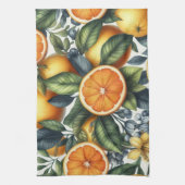 Citrus Vibrann Lemon & Orange Aquarellblume Geschirrtuch (Vertikal)