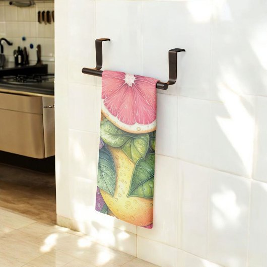 Citrus Vibrann Lemon & Orange Aquarellblume Geschirrtuch