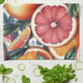 Citrus Vibrann Lemon & Orange Aquarellblume Geschirrtuch (Gefaltet)
