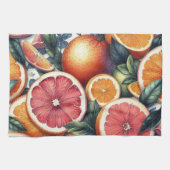 Citrus Vibrann Lemon & Orange Aquarellblume Geschirrtuch (Horizontal)