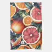 Citrus Vibrann Lemon & Orange Aquarellblume Geschirrtuch (Vertikal)