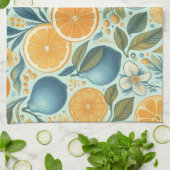 Citrus Vibrann Lemon & Orange Aquarellblume Geschirrtuch (Gefaltet)