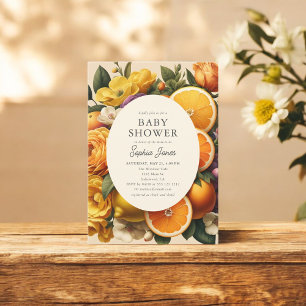 Citrus Vibrant Bloom Cotages Babydusche Einladung
