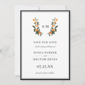 Citrus Wappen Monogram Save The Date (Vorderseite)