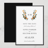 Citrus Wappen Monogram Save The Date (Vorne/Hinten)