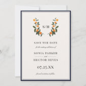 Citrus Wappen Monogram Save The Date (Vorderseite)