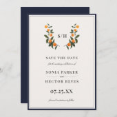 Citrus Wappen Monogram Save The Date (Vorne/Hinten)