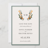Citrus Wappen Monogram Save The Date (Vorderseite)