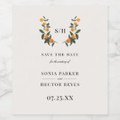 Citrus Wappen Monogram Weinetikett (Einzelnes Label)