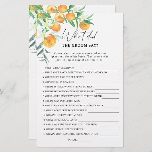Citrus - Was hat der Bräutigam zu Brautspiel gesag (Vorne/Hinten)