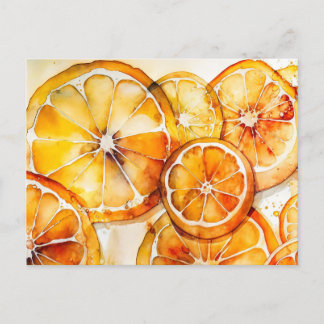 Citrus Watercolor Alkohol Tinte Postkarte