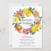 Citrus Watercolor Botanical Wreath Wedding Einladung (Vorderseite)