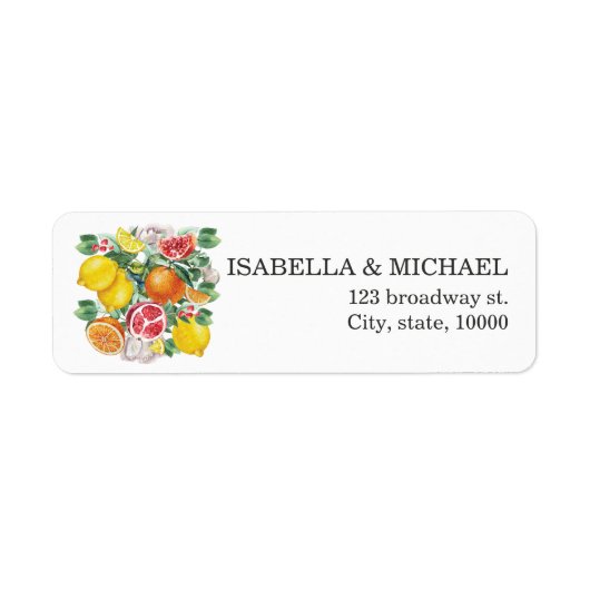 Citrus Watercolor Botanische Hochzeitadresse (Vorne)