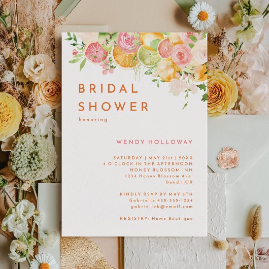 Citrus Watercolor Bridal Dusche Einladung