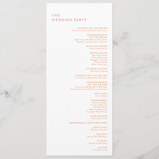 Citrus Watercolor Hochzeitsflat Programm (Rückseite)