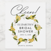 Citrus Watercolor Lemon Brautparty Weinetikett (Einzelnes Label)