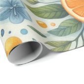 Citrus Watercolor Orange Frucht Botanischer Sommer Geschenkpapier (Rolleneckpunkt)