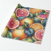 Citrus Watercolor Orange Frucht Botanischer Sommer Geschenkpapier (Ungerollt)
