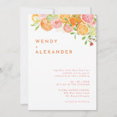 Citrus Watercolor Wedding Foto Einladung (Vorderseite)