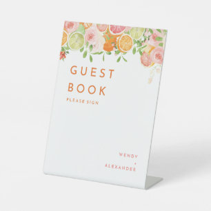 Citrus Watercolor Wedding Guest Book Sockelschild