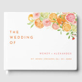 Citrus Watercolor Wedding Monogram Guest Book Gästebuch (Vorderseite)